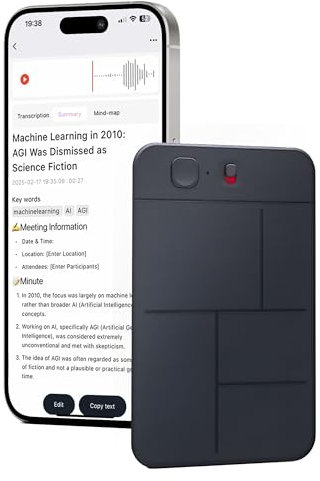 ATTO Note Registratore Vocale AI, Speciale App per Trascrivere e Riepilogare con Tecnologia AI, Supporto più Lingue, Registratore Audio per Lezioni, Riunioni, Promemoria, Chiamate, 64GB
