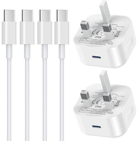 2PACK Samsung Fast Charge Plug and Cable 1M, Samsung USB C Charger with USBC to Type C Charging Lead for Galaxy S25 S24/S23/S22/S21 FE/S20/A16/A15/A14/A13/A12/A32/A33/A34/A35/A52/A53/A54/A55/A05S/A20E