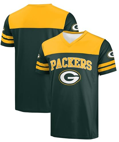 FOCO NFL Herren Offizielles Lizenzprodukt Primary Logo Team Color Wordmark Game Day V-Ausschnitt Fußball-Top, Green Bay Packers - Grün, L