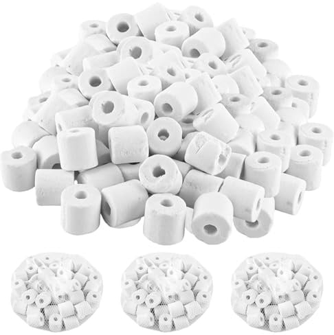 YAYODS 4 Stück Keramik Filterringe - Aquarium-Filtermedien - Keramikringe Biologischer Filter für Aquarien - Keramik Ringe Keramikfilter - Aquarium Filtermaterial für Aquarium, Teich (je 420g)