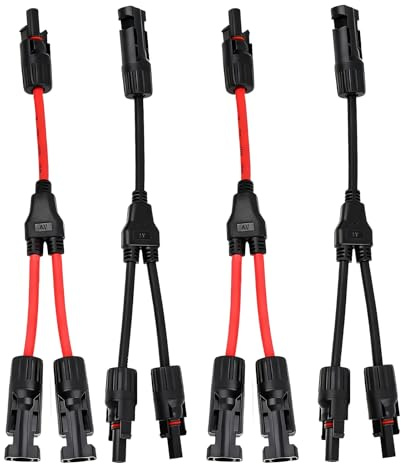 2 Paar Solarkabel Y Verteiler, Y Stecker Solar, MC4 Stecker für Parallel-Photovoltaik-Anschluss, 4mm² Solarpanel Kabel MMF + FFM Y-Zweig Adapter, 30A Nennstrom, IP67 wasserdicht, für Solarmodule