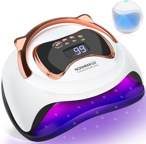 NCKIHRKK 180W Lampe UV Ongles Gel, Poignée en Forme d'oreilles de Chat - Professionnelle Lampe UV Vernis Semi Permanent avec Mini Lampe UV Ongles Gel pour Durcir le Vernis à Ongles en Gel, Blanc