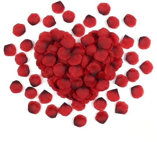 500 Pièces Pétale de Rose Rouge Artificiels, Pétales de Rose Rouges, Soie Pétales de Roses Artificielles, pour Decoration Mariage, Saint Valentin, Centre de Table, Anniversaire, Ambiance Romantique