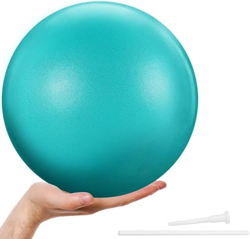 Pure Health Exercise Fitness Swiss Yoga Ball - Anti Burst Extra thick with Hand Pump for Home Gym -Birthing Ball for Yoga, Pilates, Fitness, Pregnancy & Labour (Light Teal, 23 cm)