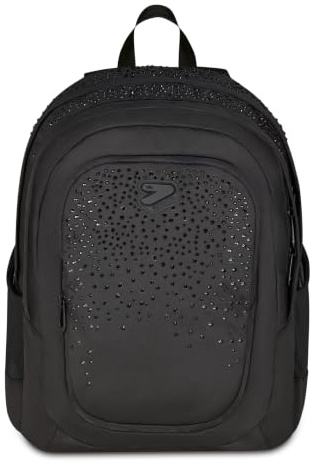 Seven Zaino Scuola Tech GlitzyCute, Nero, Porta Notebook, 29 Litri, Schienale Ergonomico, Spallacci Imbottiti, Bambina e Ragazza