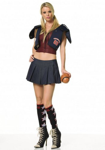 LEG AVENUE 83084 - Football Kostüm für Damen - 5 teilig - rot/blau (Small)