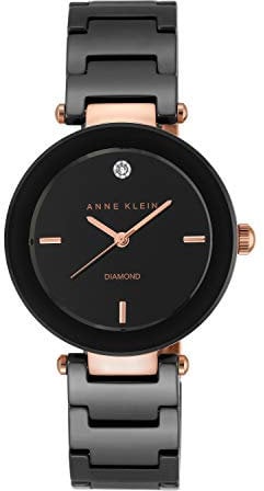 Anne Klein Women's Genuine Diamond Dial Ceramic Bracelet Watch Black