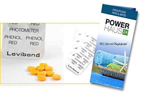 250 Photometer/Scuba II® oder PoolScan Testtabletten Phenol Red (25 Streifen mit je 10 Phenol Red Testtabletten) mit POWERHAUS24 Pflegefibel!