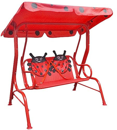 vidaXL Kids Swing Seat with Canopy - Red Garden Outdoor Hammock Chair, Steel Frame, 115x75x110 cm - Relaxation and Fun for Patio/Deck