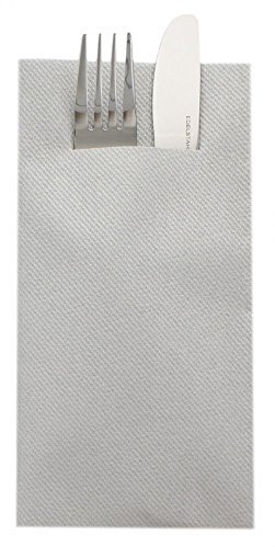 Sovie HOME Besteckserviette in SILBER (einseitig farbig) aus Linclass Airlaid, 40 x 40cm, 1/8 Falz, 12 Stück, edle Servietten mit Bestecktasche für festliche Tischdeko