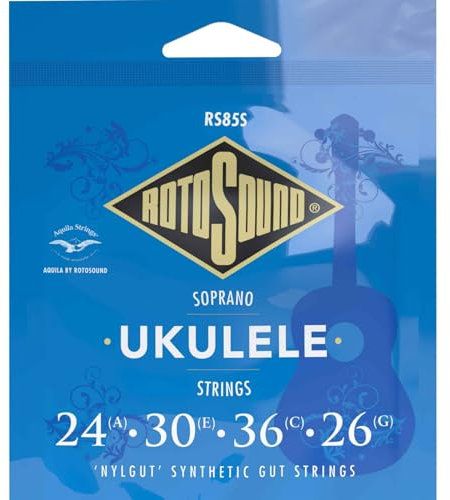 Rotosound Saiten für Ukulele, Ukulelesaiten Satz Sopran Nylgut RS85S Medium 24 30 36 26