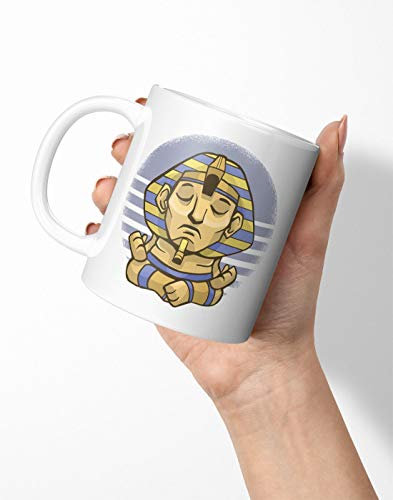 BLAK TEE Chibi Egyptian Sphyx Doing Yoga Porcelain Coffee and Tea Mug 330 ml
