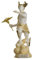 Hermes Merkur Gott Zeus Sohn Römische Statue Alabaster Gold Ton 17 cm