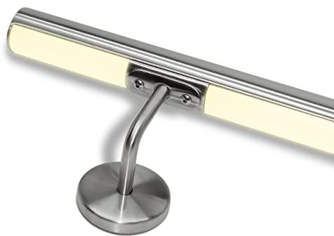Handrail for stairs in stainless steel with white LED natural multicolor predisposition led (240 cm, Handrail with LED warm light 3000k)