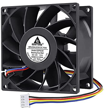 GDSTIME 12V 92mm 4Pin PWM Fan 92 x 38mm 12V Cooling Fan 9238Dual Ball Bearing Brushless Cooling 5000 RPM High Speed Case Cooler 103.4 CFM For Workstation PSU Server Inverter Chassis Cabinet Garage