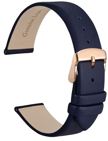 WOCCI 16mm Elegantes Uhrenarmband für Damen mit Roségoldener Schnalle (Dunkelblau)