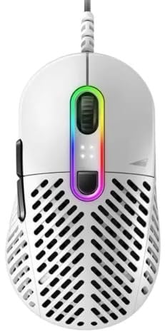 Mountain PC Gaming Maus mit Kabel “Makalu 67” - Ergonomische RGB Maus - Light Gaming Mouse mit PixArt PAW3370 Sensor - Pc Maus mit Kabel - Material PTFE - Computer Maus (Weiß)