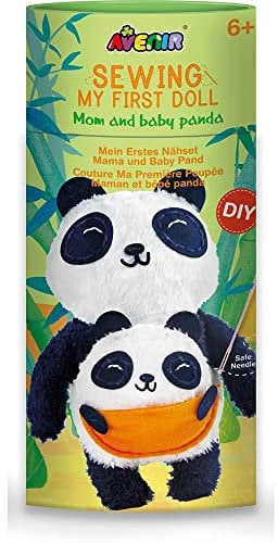 Avenir DIY Nähset, Sewing Panda, Bastelset für Kinder, Kreativ-Set, ab 6 Jahren