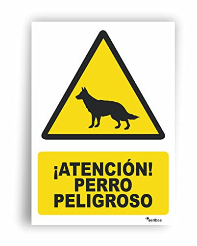seribas Panneau d'attention chien dangereux - PVC 0,7 mm - 21 x 30 cm - Panneau de signalisation dangereux