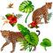 alles-meine.de GmbH Wandsticker Motivwahl Erwachsene & Kinder - 6 TLG. Set - Dschungel & Tropen - Leopard + Blätter - selbstklebend + wiederverwendbar - Wandtattoo - Aufklebe..