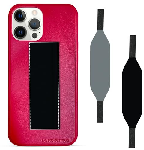 Switchbands iPhone 12 Pro Max Case - Loopy Strap Case with Finger Loop for 12 Pro Max 6.7” - Shockproof Wireless Charging Support Protective Case (Red)