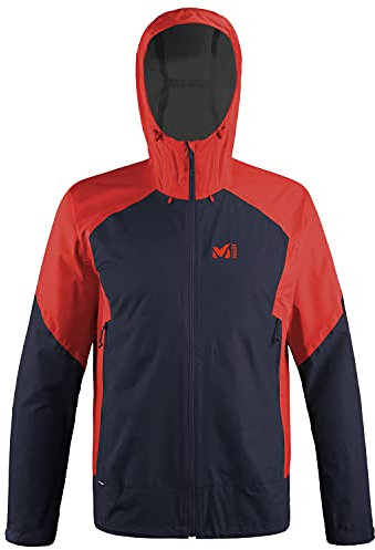 MILLET - Fitz Roy III JKT M - Chaqueta Hardshell para Hombre - Membrana Dryedge Impermeable y Transpirable - Aproximación, Senderismo, Trekking, Diario - Azul/Rojo