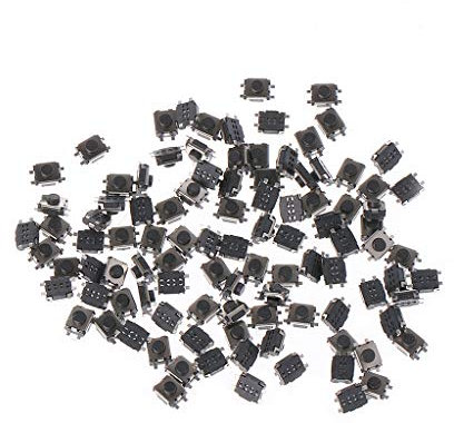 GUMEI 100 Piezas 3x4x2mm 4 Pines SMD Micro pulsador momentáneo Interruptor táctil