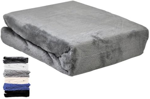 JACK Teddy Flausch Plüsch Spannbettlaken Cashmere Touch Weiß Grau Anthrazit Creme 90x190-100x200 / 140x200 / 180x200 cm, Farbe:Grau, Größe:180x200cm Spannbettlaken