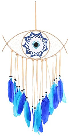 Traumf?nger Blaue Augen Handgemachter Dreamcatcher mit Federn B?Ser Blick Boncuk Evil Eye Dreamcatcher Wandbehang Ornament für Wohnzimmer Schlafzimmer Dekoration