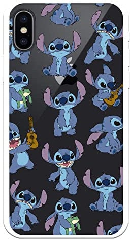iPhone X Case - Official iPhone XS Lilo & Stitch Stitch Pattern Transparent to Protect Your Mobile Phone Case Flexible Silicone iPhone with Official Licensed Disney