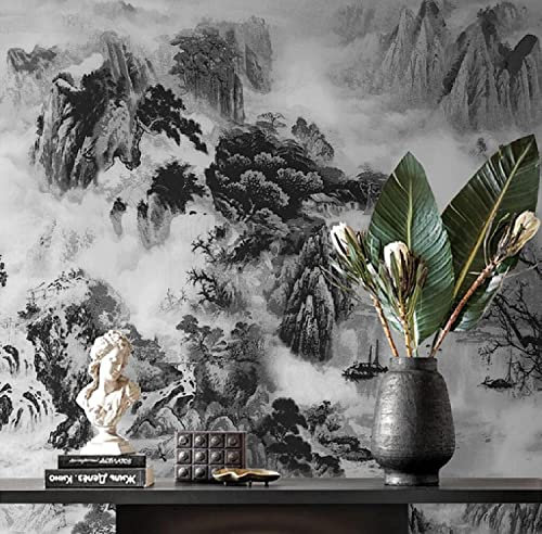 Papel Pintado 3D Para Habitación De Niños Pintura De Tinta Minimalista Gris. Sala De Estar Tv Sofá Tema Hotel Fondo De Lujo Paisaje Pintura De Pared Decoración Para El Hogar Murales Auto 400x280 cm