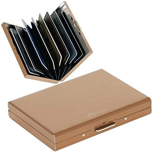 BONSYL® Porte Carte de Crédit en Métal avec Blocage RFID, Portefeuille Ultra Fin avec 8 Emplacements pour Cartes, Porte Carte de Crédit pour Hommes et Femmes. (8 Cartes/Or Rose)