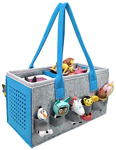 Speziell für die Toniebox entwickelte Tragetasche, tote bag, Zum Transport und Schutz von Tonie Starter Set und Zubehör, fasst 20-30 Tonie-Digitalpuppen(Dunkelblau)