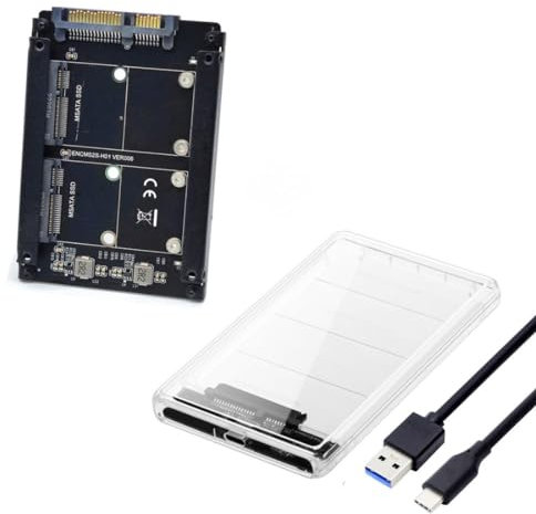 chenyang CY MSATA auf USB C Adapter,Dual MSATA Mini-SATA SSD Karte JOBD Raid0 Span Bridge auf USB C 2,5inch SATA Combo HDD Disk Drive Gehäuse