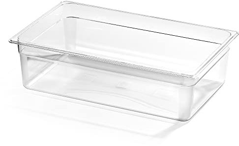 Forgast Contenitore Gastronorm GN 1/1 in Policarbonato, Dimensioni 53x32,5x15 cm, Vaschetta Gastronorm, Vassoio, Resistente alla Temperatura, Lavabile in Lavastoviglie, Transparente