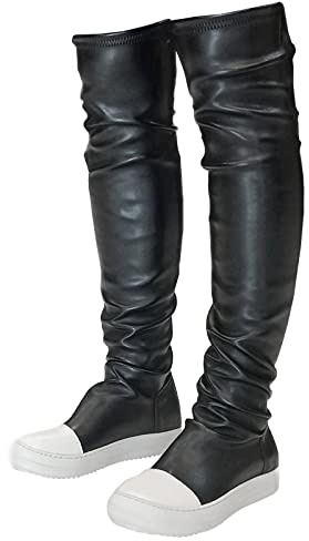 MOFEEDOUKA Thigh High Boots for Women Flat Over The Knee Round Toe Booties
