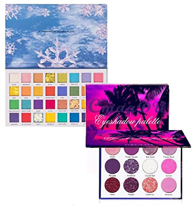 Set di palette di ombretti pigmentati, 44 colori, 2 scatole per il trucco, set di palette di ombretti opachi e glitterati, kit di bellezza con pennello in polvere