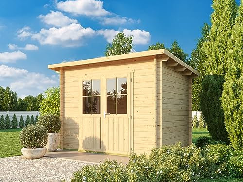 Fjordholz Pultdach Gartenhaus Modell Ezra 2D Imprägnierung/Farbbehandlung ab Werk Farbbehandlung Lichtgrau