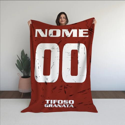 Coperta In Pile Tifoso Torino Misura (130x180) (100x150) Personalizzato con Nome e Numero (100x150)