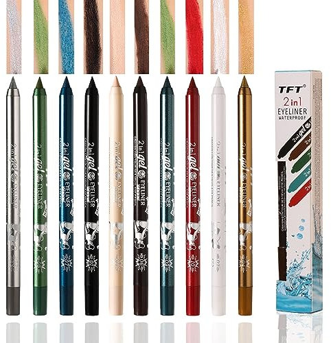 10 Farben Liquid Eyeliner Set, Wasserdicht Langlebig Eyeliner Bleistift Set, Hochpigmentierter Eyeliner-Stift-Set, Matte Eyeliner Bunt für den Täglichen Gebrauch und Weihnachten