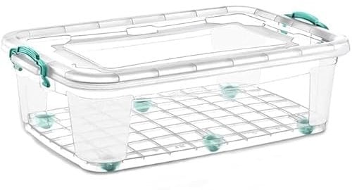 Best House | Plastic Storage Box with Clips & Lid and Wheels | Size 40L(L:72cm W:47cm H:20cm) | Set of 1 | Stackable Clear Durable Multipurpose Underbed Toys Tools Crafts Household(Large)-40 Litres
