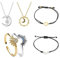 TOFBS Schmuck für Paare Set Sonne Und Mond Ringe Halskette Armbänder Set Cubic Zirkonia Matching Schmuck für Paare Geschenk für Damen Freundschafts