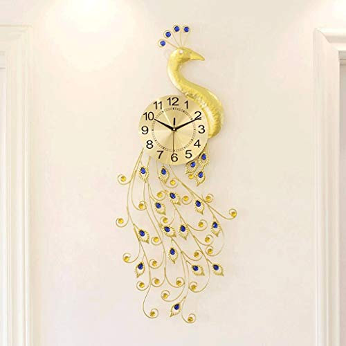 CUNTO Große kreative Pfauen-Diamant-Dämpfer für Wohnzimmer-Dekor, Digitale Metall-Kristalluhr (Farbe: D)