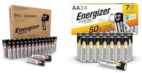 Energizer Max AA+AAA Batteries, Alkaline, (28 Pack) Combo Pack & AA Batteries, Alkaline Power, 24 Pack, Double A Battery Pack - Amazon Exclusive
