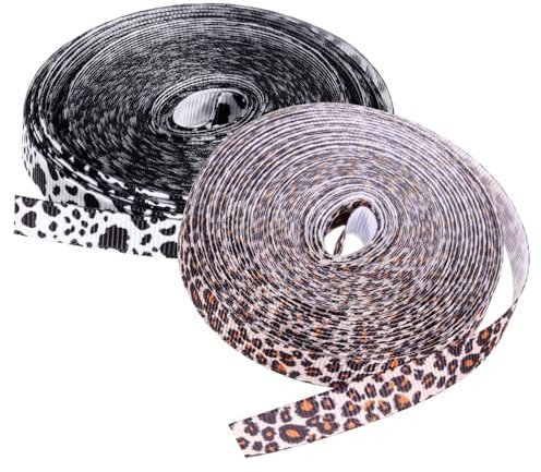 STOBOK 2 Rollen Chiffonband mit Fransen Ripsband mit Leopardenmuster geschenkband Haarspangen Haarklammer Haarbänder Zubehör für Haarschleifen Band für Haare Kuchen Haarnadel