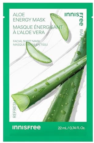 innisfree Energy Mask, Korean Sheet Mask with Hydrating Serum for Soothing, Brightening, and Glowing Skin Care Routine