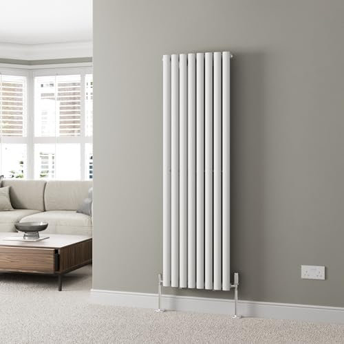 Radiant Living Designer Radiator Vertical White Oval Column Single Panel Rads 1600 x 480mm