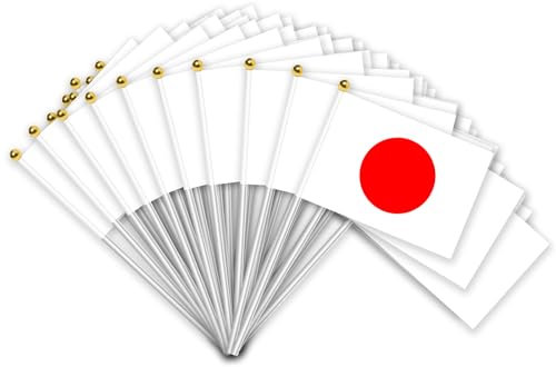 50 Drapeau Japonais Petit Mât de Drapeau du Japon en Plastique Pour Compétition Internationale Soutien Fête Célébration Anniversaire Mariage Décoration École Jardin Mini Drapeaux