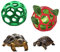 2 Stück Schildkröte Leckerli-Ball Spielzeug - Hängende Kleine Tiere Gemüse Gras Obst Fütterung und Spiel Heu Feeder Ball für Kleintiere Haustier (Grün und Rot)