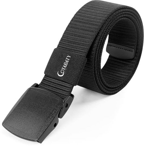 Cotabaty Leichter Nylon-Gürtel für Männer und Frauen, Militär-taktisch, strapazierfähig, Schnellverschluss, metallfrei, Segeltuch, Arbeitsgürtel (Schwarz)